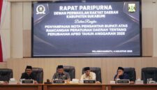 Rapat paripurna Penyampaian Nota Bupati Atas Raperda Tentang Perubahan APBD Tahun Anggaran 2025, Senin (4/8/2025).