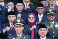Plt Kadis Perkim Kabupaten Sukabumi, Herdiawan Waryadi (belakang tengah), saat mengikuti Upacara Hari Kesaktian Pancasila 2025 di Alun-Alun Palabuhanratu, Rabu (1/10/2025).