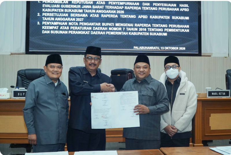 DPRD bersama Pemerintah Daerah Kabupaten Sukabumi sepakati APBD Perubahan 2026, Selasa (13/10/2026).